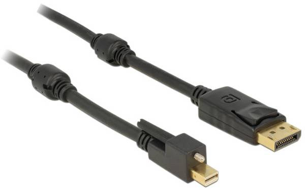 Delock DisplayPort / Mini-DisplayPort Anschlusskabel Mini DisplayPort Stecker, DisplayPort Stecker 2 m Schwarz 83722 vergoldete Steckkontakte, 4K UHD DisplayPort-Kabel