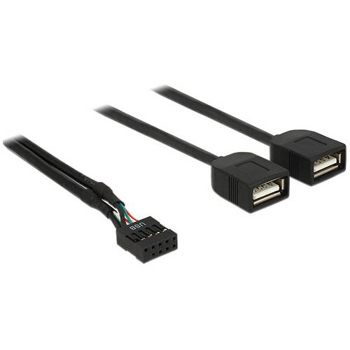 Thumbnail - Delock USB-Kabel USB 2.0 USB-Pfostenbuchse, USB-A Buchse, USB-A Buchse 0.40 m Schwarz 83823