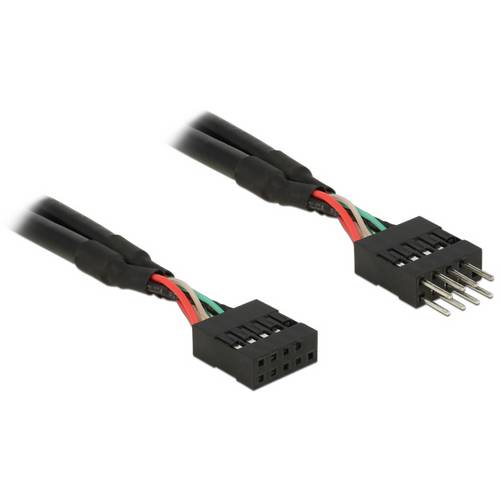 Delock USB-Kabel USB 2.0 Pfostenstecker 10pol., USB-Pfostenbuchse 0.25 m Schwarz 83873