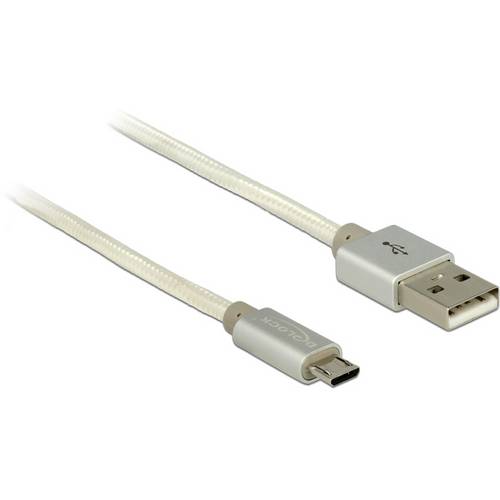 Thumbnail - Delock USB-Kabel USB 2.0 USB-A Stecker, USB-Micro-B Stecker 1.00 m Weiß 83916