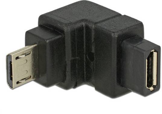 Delock USB 2.0 Adapter [1x USB 2.0 Stecker Micro-B - 1x USB 2.0 Buchse Micro-B] 65668 0 mm 90° nach unten gewinkelt
