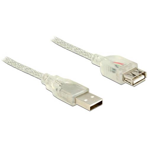 Thumbnail - Delock USB-Kabel USB 2.0 USB-A Stecker, USB-A Buchse 1.00 m Transparent 83881
