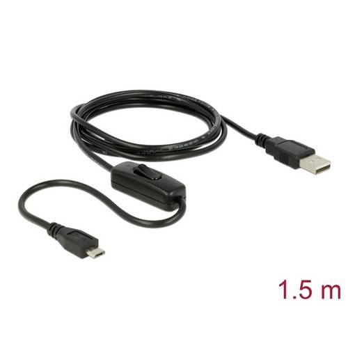 Thumbnail - Delock USB-Kabel USB 2.0 USB-A Stecker, USB-Micro-B Stecker 1.50 m Schwarz inkl. Ein/Aus-Schalter 84803