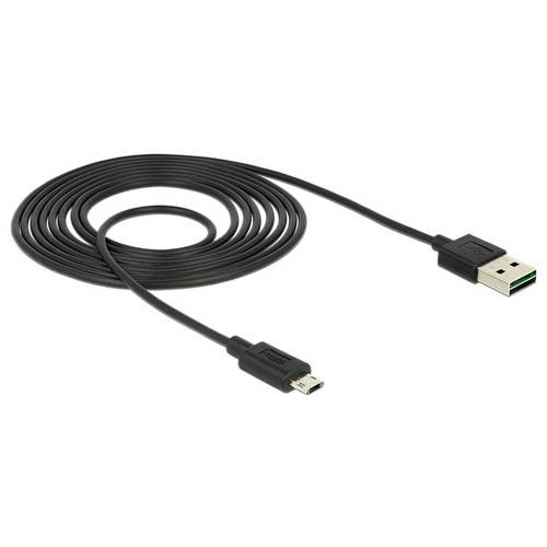 Delock USB-Kabel USB 2.0 USB-A Stecker, USB-Micro-B Stecker 2.00 m Schwarz vergoldete Steckkontakte 83850