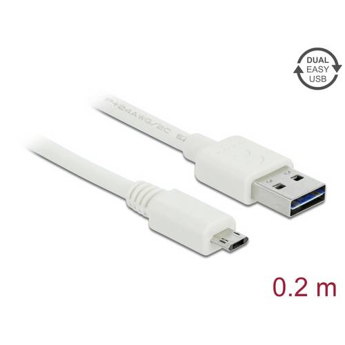 Thumbnail - Delock USB-Kabel USB 2.0 USB-A Stecker, USB-Micro-B Stecker 0.20 m Weiß vergoldete Steckkontakte 84805