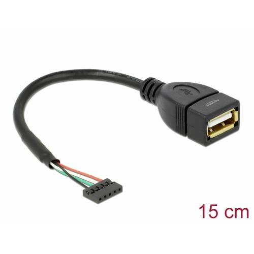 Delock USB-Kabel USB 2.0 USB-Pfostenbuchse, USB-A Buchse 0.15 m Schwarz 84831