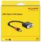 Gelbe Verpackung eines USB 5 Gbps zu VGA Adapters der Marke Delock. Adapterbild auf der Vorderseite, geeignet für 1080p.
