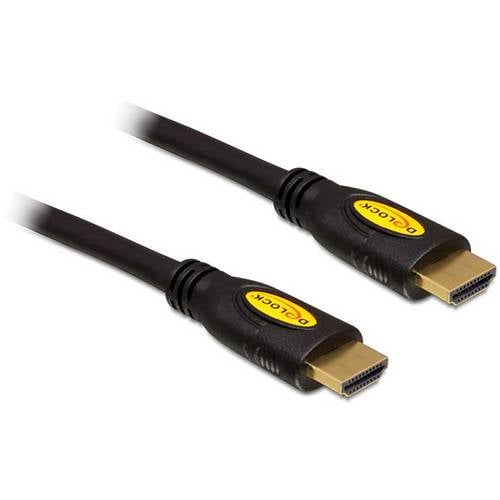 Delock HDMI Anschlusskabel HDMI-A Stecker 1.5 m Schwarz 83738 vergoldete Steckkontakte, 4K UHD, verdrillt HDMI-Kabel