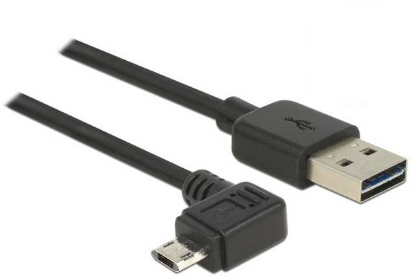 Delock USB-Kabel USB 2.0 USB-A Stecker, USB-Micro-B Stecker 2.00 m Schwarz beidseitig verwendbarer Stecker 83853