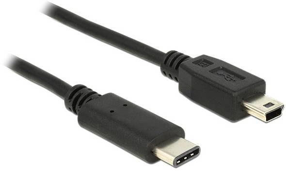 Delock USB-Kabel  USB 2.0 USB-Mini-B Stecker, USB-C® Stecker 0.50 m Schwarz  83335