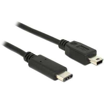 USB-Kabel mit zwei verschiedenen Steckertypen: links ein USB-C-Stecker und rechts ein Mini-USB-Stecker, beide in Schwarz.