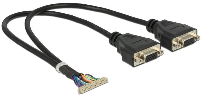 Delock Seriell Anschlusskabel [1x Stecker - 2x VGA-Buchse] 0.34 m Schwarz