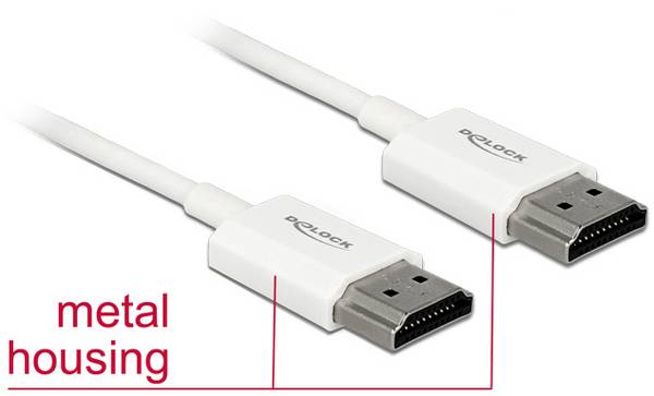 Delock HDMI Anschlusskabel HDMI-A Stecker 4.5 m Weiß 85139 vergoldete Steckkontakte, 4K UHD, verdrillt, dreifach geschirmt HDMI-Kabel