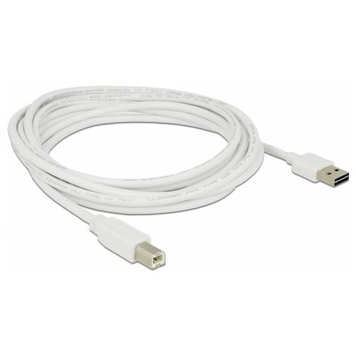 Delock USB-Kabel USB 2.0 USB-A Stecker, USB-B Stecker 3.00 m Weiß vergoldete Steckkontakte 85154