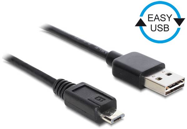 Delock USB-Kabel USB 2.0 USB-A Stecker, USB-Micro-B Stecker 0.50 m Schwarz beidseitig verwendbarer Stecker 85156