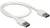 Ein weißes USB-Kabel mit zwei USB-Steckern, geeignet zum Verbinden von Geräten für Datenübertragungen oder Aufladung.