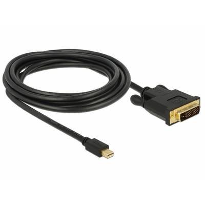 Schwarzes Kabel mit einem Mini DisplayPort-Stecker auf der einen Seite und einem DVI-Stecker auf der anderen Seite, zur Bildübertragung.