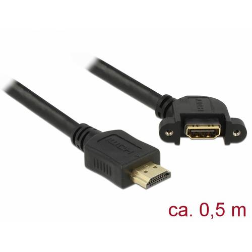 Thumbnail - Delock HDMI Anschlusskabel HDMI-A Stecker, HDMI-A Buchse 0.5 m Schwarz 85467 vergoldete Steckkontakte HDMI-Kabel