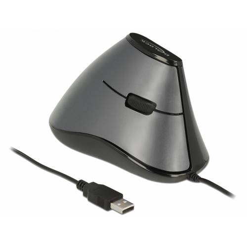 Thumbnail - Delock 12527 Ergonomische Maus USB Optisch Schwarz/Silber 4 Tasten 800 dpi