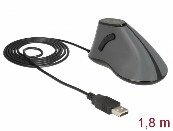 Delock 12527 Ergonomische Maus USB Optisch Schwarz/Silber 4 Tasten 800 dpi-2
