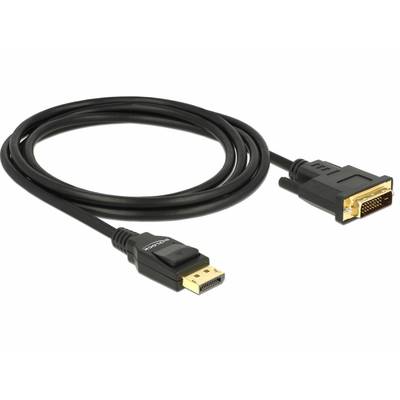 Ein schwarzes Kabel mit einem DisplayPort-Anschluss auf der einen Seite und einem DVI-Anschluss auf der anderen, geeignet für Videoverbindungen.