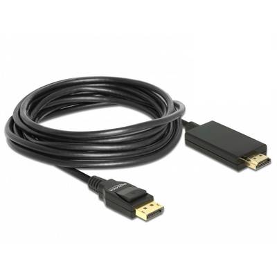 Ein schwarzes HDMI-zu-DisplayPort-Kabel zeigt die Stecker an beiden Enden, geeignet für die Verbindung zwischen Geräten mit unterschiedlichen Anschlüssen.