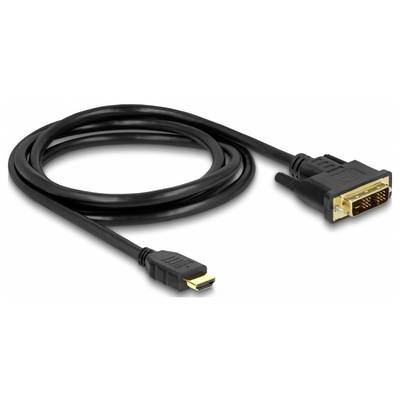 Schwarzes HDMI-zu-DVI-Kabel mit goldenen Steckern, für die Verbindung von Audio-/Videogeräten.