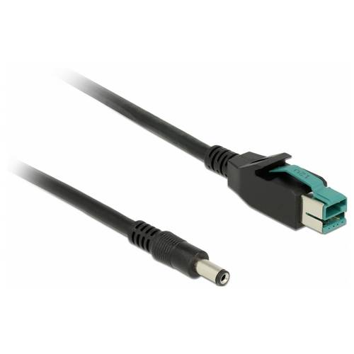 Delock USB-Stromkabel PoweredUSB 12V Stecker, DC Stecker 5,5 mm 1.00 m Schwarz doppelt geschirmt 85497