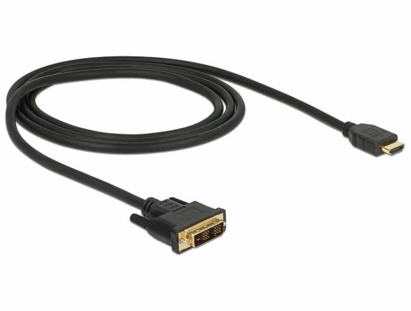 Delock DVI / HDMI Anschlusskabel DVI-D 18+1pol. Stecker, HDMI-A Stecker 1 m Schwarz 85582 dreifach geschirmt, vergoldete Steckkontakte HDMI-Kabel