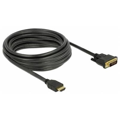 Delock HDMI / DVI Anschlusskabel HDMI-A Stecker, DVI-D 24+1pol. Stecker 5 m Schwarz 85656 dreifach geschirmt, vergoldete