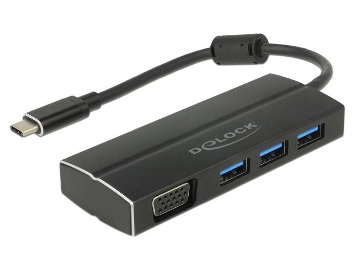 Delock USB 2.0 Adapter [1x USB-C® 3.1 Stecker - 1x USB 3.1 Buchse A, VGA-Buchse] 63932 0.15 m
