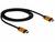 Ein HDMI-Kabel mit schwarzen Kabel und orangefarbenen Steckern, das zur Übertragung von Audio- und Videosignalen verwendet wird.