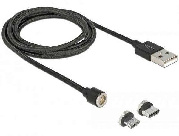 Delock USB-Kabel USB 2.0 USB-A Stecker, USB-C® Stecker, USB-Micro-B Stecker 1.10 m Schwarz 85723