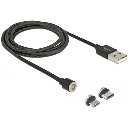 Delock USB-Kabel USB 2.0 USB-A Stecker, USB-C® Stecker, USB-Micro-B Stecker 1.10 m Schwarz 85723