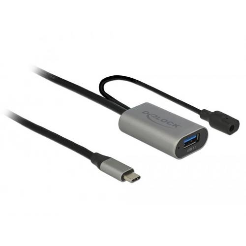 Delock USB-Kabel USB-A Stecker, USB-C® Stecker 5.00 m Schwarz, Grau 85391