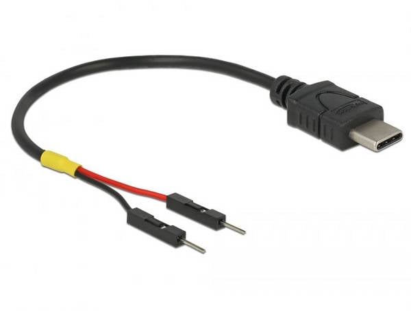 Delock USB-C® Kabel   USB-C® Stecker, Pfostenstecker 2pol. 0.10 m Schwarz mit Pfostenstecker 85418