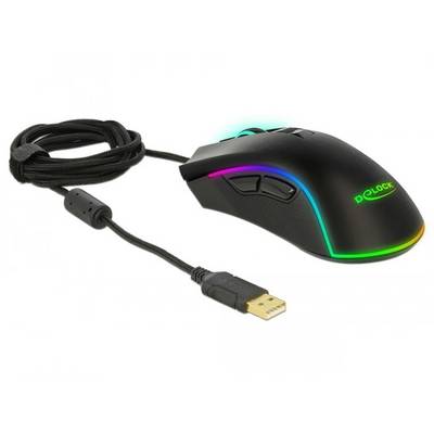Delock 12670 Ergonomische Maus USB Optisch Schwarz 6 Tasten 10000 dpi-0