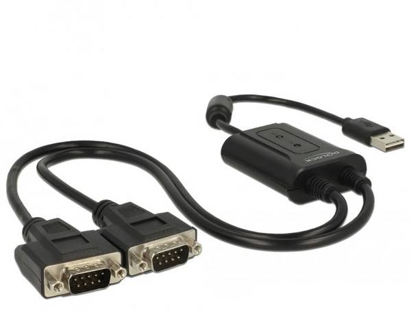 Delock USB 2.0 Adapter [1x USB 2.0 Stecker A - 2x RS232-Stecker] 63950 0.6 m mit Ferritkern