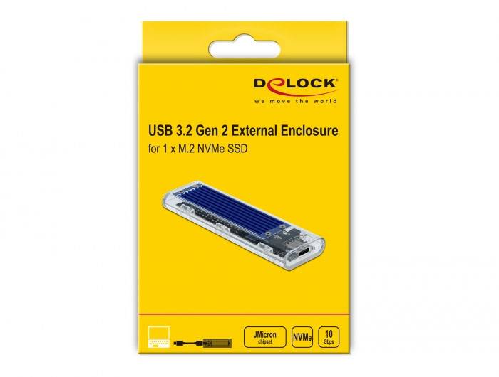 Delock External Enclosure for M.2 NVME PCIe SSD with USB Type-C female transparent-6