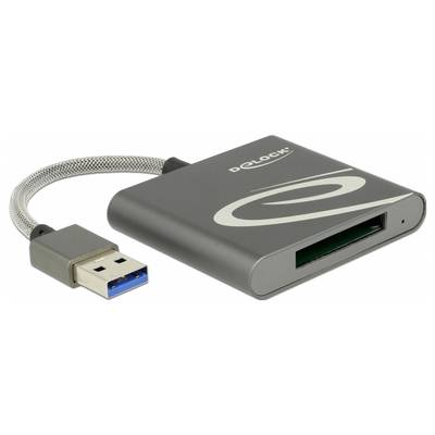 USB-Kartenleser mit silbernem Gehäuse und Geflechtkabel zur Datenübertragung zwischen verschiedenen Speicherkarten und einem Computer.