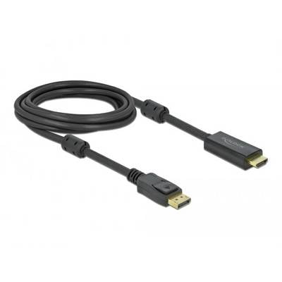 Ein schwarzes HDMI-zu-DisplayPort-Kabel mit Steckern an beiden Enden. Geeignet zum Verbinden von Computern mit Monitoren oder Fernsehern.