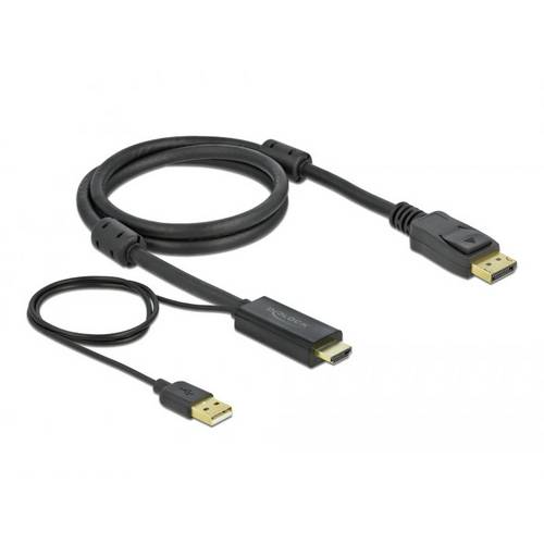 Delock HDMI / DisplayPort / USB Anschlusskabel HDMI-A Stecker, USB-A Stecker, DisplayPort Stecker 1 m Schwarz 85963 verg...