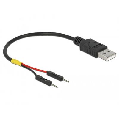 USB-Kabel mit schwarzem und rotem Draht, endet in zwei Steckverbindern.