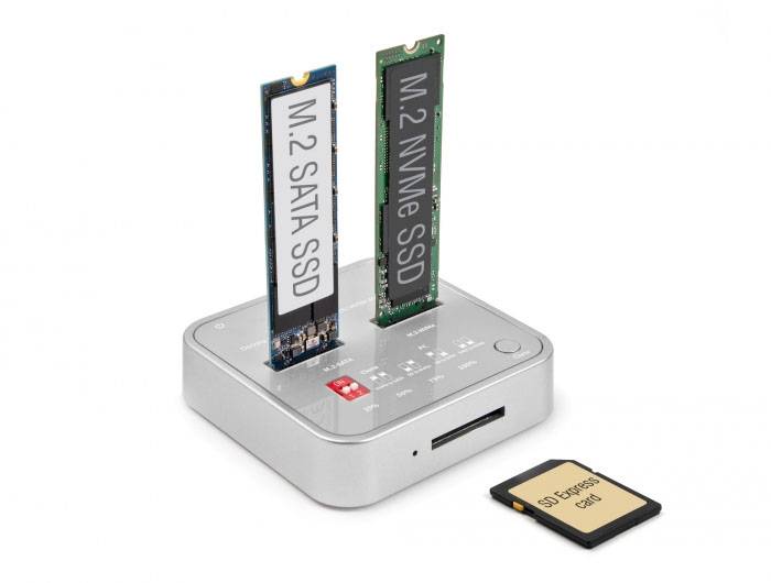 Delock 64138 USB-C®, ExpressCard Festplatten-Dockingstation mit USB Hub-3