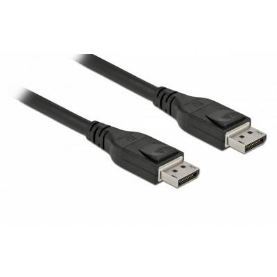 Zwei schwarze DisplayPort-Kabel mit Steckern, die Daten und Videosignale übertragen.