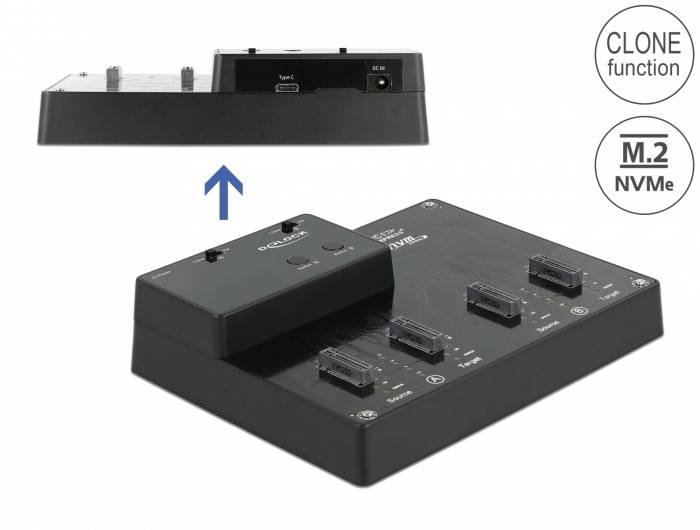 Delock 64124 USB-C®, DC-Buchse 3.5 mm Festplatten-Dockingstation mit Clone-Funktion-2