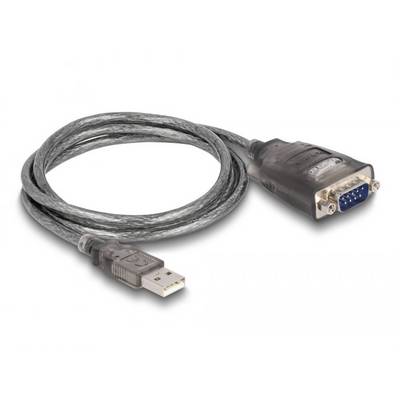 Ein USB-zu-Seriell-Adapterkabel mit einem USB-Stecker und einem seriellen DB9-Stecker.