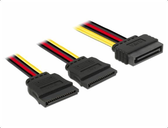 Delock Festplatten Anschlusskabel [1x - 2x SATA] 15 cm Schwarz-1