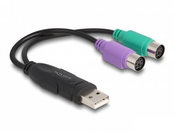 Delock USB 2.0 Adapter [1x USB 2.0 Stecker A - 2x PS/2-Buchse] 61051 0.17 m