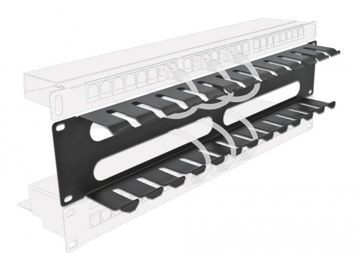 Delock 66553 19 Zoll Netzwerkschrank-Kabelführung 2 HE Schwarz-4